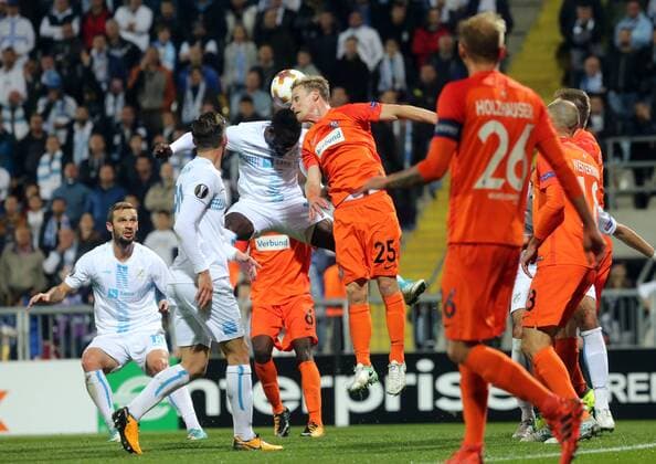 UEFA Europa League - HNK Rijeka vs Austria Wien 02.11.2017., Rijeka, Croatia - UEFA Europa League, group D, round 4, HNK Rijeka - Austria Wien. Maxwell Acosty, Thomas Salamon.  GoranxKovacic PIXSELL