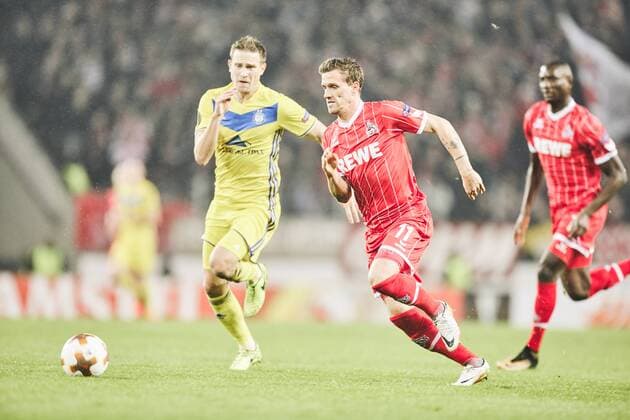 02.11.2017, Leverkusen, Deutschland, UEFA EURO EM Europameisterschaft Fussball League, Gruppe H, 1.FC Köln - Bate Borissow, Kölns Simon Zoller