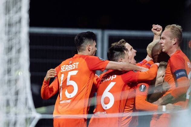 SOCCER - UEFA EL, Rijeka vs A.Wien RIJEKA,CROATIA,02.NOV.17 - SOCCER - UEFA Europa League, group stage, HNK Rijeka vs FK Austria Wien. Image shows the rejoicing of Austria Wien. GEPAxpictures xMaticxKlansek