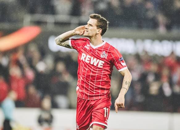 02.11.2017, Leverkusen, Deutschland, UEFA EURO EM Europameisterschaft Fussball League, Gruppe H, 1.FC Köln - Bate Borissow, Kölns Torschütze Simon Zoller jubelt nach seinem Tor zum 1:0
