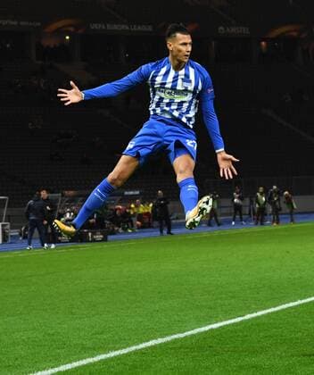 Fussball, Herren, Saison 2017 2018, UEFA Europa League (Gruppe J, 4. Spieltag), Hertha BSC - Sorja Luhansk, Davie Selke (Hertha BSC), Jubel nach Tor zum 1:0, 02.11. 2017, Copyright: xMatthiasxKochx