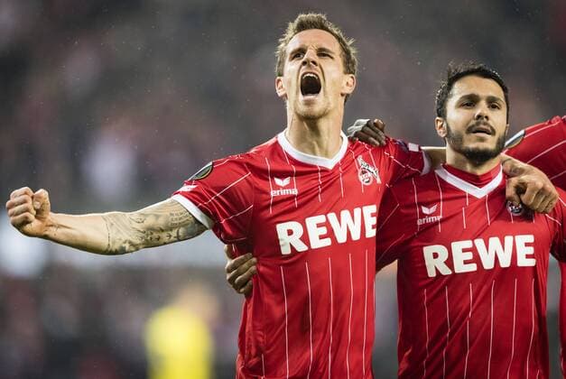 Köln, 02.11.2017 Torjubel: Simon Zoller (Köln) und Leonardo Bittencourt (Köln) 1. FC Köln - Bate Borisov
