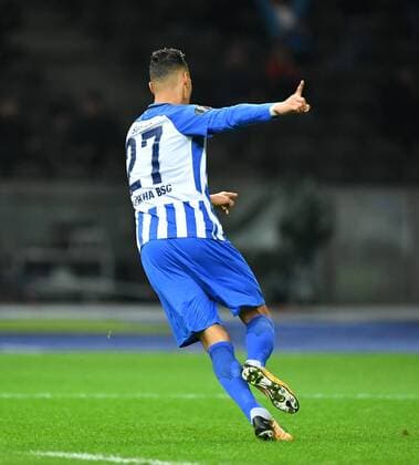 Davie Selke (Hertha BSC), jubelt nach seinem Tor zum 1:0 Hertha BSC Berlin - Sorja Luhansk Europa League, Gruppenphase, 1. Spieltag, Fußball, Fussball, soccer, Herren, Männer, Maenner, Deutschland, Germany Berlin, 2.11.2017, Olympiastadion