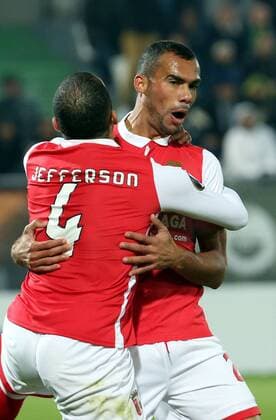 02.11.2017 Razgrad(Bulgaria) PFC Ludogorets-SC Braga Europa League men s football Fransergio(r) SC Braga celebrate first goal for his team :Str 