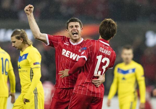 Köln, 02.11.2017 Torjubel: Dominique Heintz (Köln), Yuya Osako (Köln) 1. FC Köln - Bate Borisov