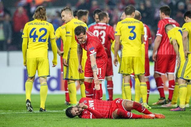 vl. Simon Zoller (FC Koeln 11), Leonardo Bittencourt (FC Koeln 21), 1. FC Koeln - BATE Borisov Koeln Copyright: xEIBNER BenjaminxHornx EP_BHN