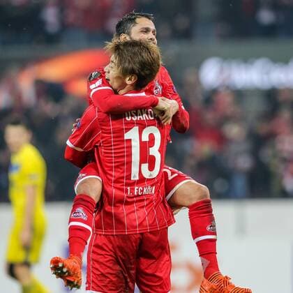 Yuya Osako (FC Koeln 13) erzielt das Tor zum 4:2 , 1. FC Koeln - BATE Borisov Koeln Copyright: xEIBNER BenjaminxHornx EP_BHN