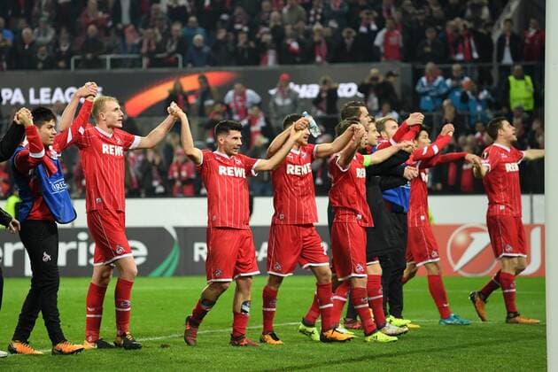 Fussball, Herren, UEFA Europa pokal , Saison 2017 2018, FC Koeln vs FC BATE Borisov , 02.11.2017, Rheinenergiestadion, Köln, Koelner Schlussjubel,