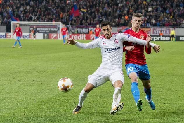 November 3, 2017: Hatem Elhamed 44 (Hapoel Beer-Sheva) and Florin Tanase 10 (FCSB Bucharest) during the UEFA Europa League 2017-2018, Group Stage, Groupe G game between FCSB Bucharest (ROU) and Hapoel Beer-Sheva FC (ISR) at National Arena Stadium, Bucharest, Romania ROU.  Copyright: xCronos CatalinxSoarex cronoscs3112017113452