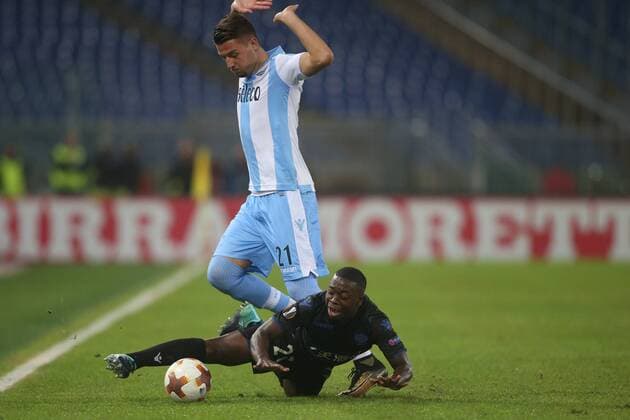 ROME, ITALY - NOVEMBER 02: Milinkovic and Mendy during the UEFA Europa League group K match between Lazio Roma and OGC Nice at Stadio Olimpico on November 2, 2017 in Rome, Italy.  Copyright: xmarcoxiacobuccix xIPAx xMarcoxIacobuccix