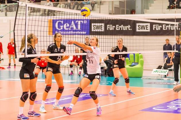 , Volleyball, 1. Bundesliga Frauen, Schwarz-Weiß Erfurt - Rote Raben Vilsbiburg,