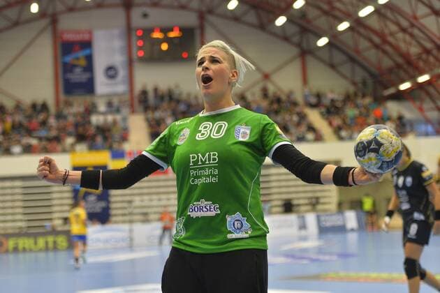 November 4, 2017 - Bucharest, Romania - CSM Bucharest s Paula Ungureanu celebrates during Handball EHF WomenÃ¢â‚¬â ¢s Champions League, Group Match between Csm Bucharest (ROU) Nykobing Falster (DEN) on 3 November 2017 in Bucharest, Romania. Csm Bucharest v Nykobing Falster - EHF Women s Champions League  - ZUMAn230 20171104_zaa_n230_591 Copyright: xAlexxNicodimx