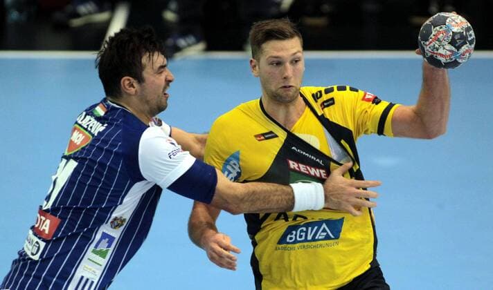 05.11.2017 Szeged(Hungary) Mol Pick Szeged-Rhein Neckar Löwen EHF Champions League men s handball Harald Reinkind(r) Rhein Neckar Löwen, Alen Blazevic(L) MOL Pick Szeged : 