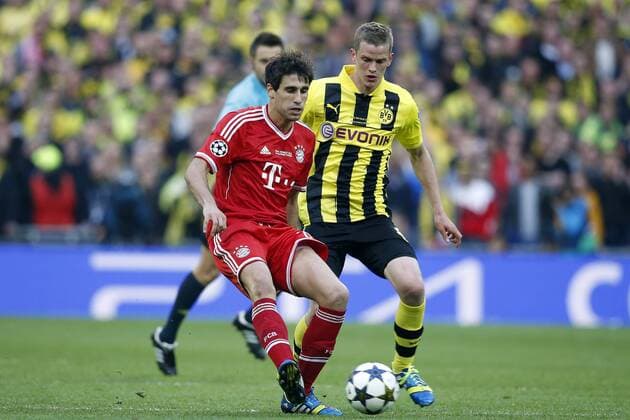 LONDON, 25-05-2013 Wembley Stadion, Champions Leaque Finale , Borussia Dortmund - Bayern Munchen 1-2. Javi Martinez (l) namens Bayern Munchen borussia dortmund - bayern munchen