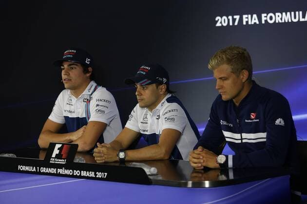 09.11.2017 - press conference PK Pressekonferenz Lance Stroll (CDN) Williams FW40, Felipe Massa (BRA) Williams FW40 and Marcus Ericsson (SUE) Sauber C36 Brazilian Grand Prix, Sao Paulo, Interlagos 9 - 12 November 2017 09.11.2017 - Press conference, Lance Stroll (CDN) Williams FW40, Felipe Massa (BRA) Williams FW40 and Marcus Ericsson (SUE) Sauber C36 