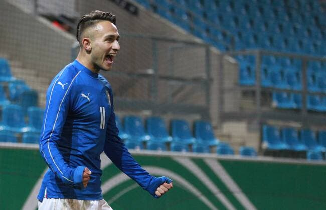 GER, Länderspiel U20, Deutschland - Italien 09.11.17 , Chemnitz, community4you-Arena Stadion an der Gellertstrasse, GER, Saison 2017 2018, U20 Deutschland vs Italien im Bild Torjubel Simone Edera (Italien) nach dem Tor zum 2:2 Ausgleich