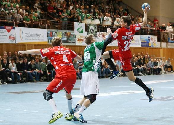vl. Christoph Foth (HBW Balingen-Weilstetten), Jan Schaeffer (DJK Rimpar Woelfe), Jona Schoch (HBW Balingen-Weilstetten) Wuerzburg Copyright: xScheuring xEibner-Pressefotox EP_WSE