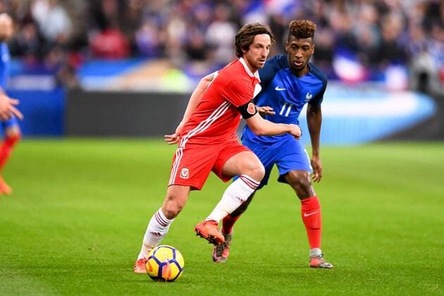 Fußball, Frankreich - Wales 11 Kingsley Coman (fra) - 07 Joe Allen (wales) FOOTBALL : France vs Pays de Galles - Match amical de preparation de la Coupe du Monde 2018 - 10 11 2017 AnthonyBIBARD FEP Panoramic 