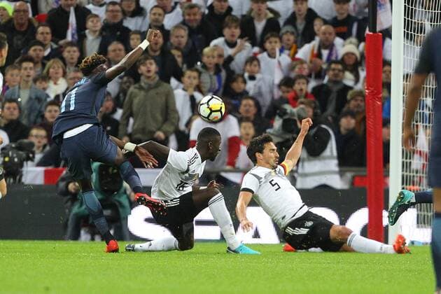 England v Germany International Friendly L?nderspiel Tammy Abraham of England has his shot on goal blocked during the International Friendly match at Wembley Stadium, London Content Not Available For UK Newspapers Copyright: xPaulxChestertonx FIL-10924-0015