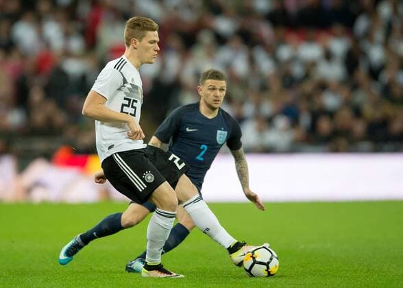 Marcel Halstenberg of Germany and Kieran Trippier of England during the International Friendly Länderspiel match between England and Germany at Wembley Stadium, London, England on 10 November 2017. Copyright: xVincexMignottx 17650013