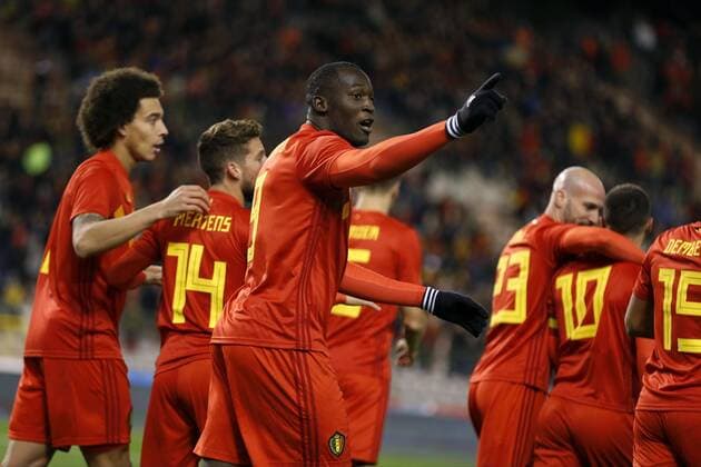 Joie Romelu Lukaku forward of Belgium celebrates FOOTBALL : Belgique vs Mexique - Amical - Bruxelles - 10 11 2017 PhotoNews Panoramic  775065357