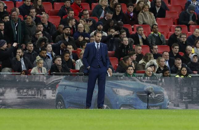 (171111) -- LONDON, Nov. 11, 2017 -- Gareth Southgate, manager of England, looks on during a friendly match between England and Germany at the Wembley Stadium in London, Britain, on Nov. 10, 2017. The match ended in a 0-0 draw. ) (SP)BRITAIN-LONDON-SOCCER-FRIENDLY MATCH-ENG VS GER HanxYan 