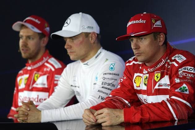 11.11.2017 - Qualifying, press conference PK Pressekonferenz Sebastian Vettel (GER) Scuderia Ferrari SF70H, Valtteri Bottas (FIN) Mercedes AMG F1 W08 and Kimi Raikkonen (FIN) Scuderia Ferrari SF70H Brazilian Grand Prix, Sao Paulo, Interlagos 9 - 12 November 2017 11.11.2017 - Qualifying, Press conference, Sebastian Vettel (GER) Scuderia Ferrari SF70H, Valtteri Bottas (FIN) Mercedes AMG F1 W08 and Kimi Raikkonen (FIN) Scuderia Ferrari SF70H 