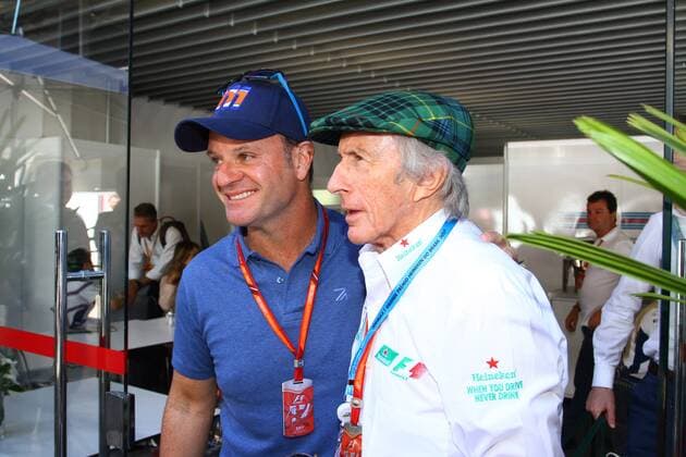12.11.2017 - Rubens Barrichello (BRA) and Sir Jackie Stewart (GBR) Brazilian Grand Prix, Sao Paulo, Interlagos 9 - 12 November 2017 12.11.2017 - Rubens Barrichello (BRA) and Sir Jackie Stewart (GBR) 