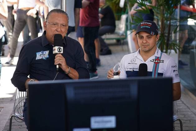 12.11.2017 - Galvao Bueno (BRA) TV Globo and Felipe Massa (BRA) Williams FW40 Brazilian Grand Prix, Sao Paulo, Interlagos 9 - 12 November 2017 12.11.2017 - Galvao Bueno (BRA) TV Globo and Felipe Massa (BRA) Williams FW40 