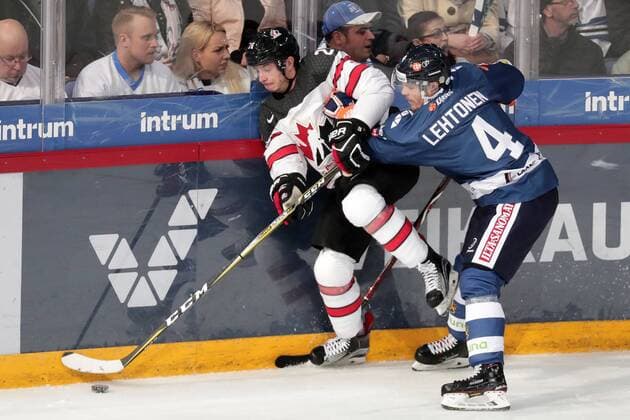 Christian Thomas 26, Canada and Mikko Lehtonen 4, Finland during their Icehockey Karjala tournament Finland - Canada match in Hartwall Arena 12. November 2017 in Helsinki, Finland.  Copyright: xMattixMatikainenx NP24_00020382