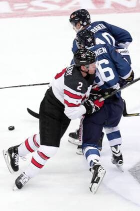 Karl Stollery 2, Canada and Veli-Matti Savinainen 86, Finland during their Icehockey Karjala tournament Finland - Canada match in Hartwall Arena 12. November 2017 in Helsinki, Finland.  Copyright: xMattixMatikainenx NP24_00020388