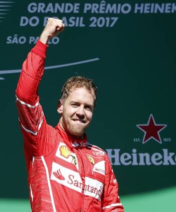 Grande Prêmio do Brasil de Fórmula 1 2017 SÃO PAULO, SP - 12.11.2017: GRANDE PRÊMIO DO BRASIL DE FÓRMULA 1 2017 - Sebastian Vettel celebrates his victory during the Brazilian Grand Prix of Formula 1 2017, held at the Autodromo de Interlagos in São Paulo, SP, on Sunday (12). (Photo: Rodolfo Buhrer La Imagem Fotoarena) x1426158x  RodolfoxBuhrer