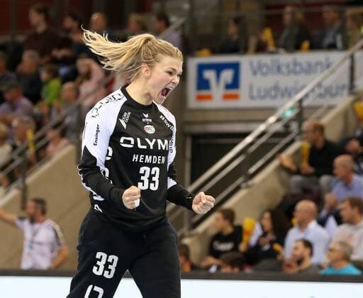 Ludwigsburg, Handball EHF Champions League SG BBM Bietigheim vs. MNE Buducnost:Tess Wester (BBM) jubelt