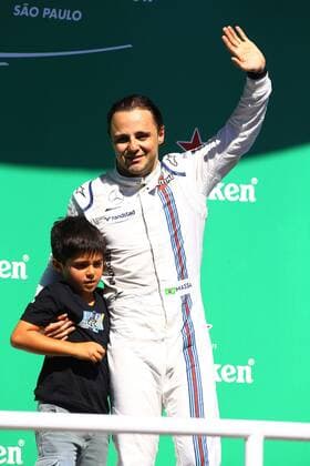 12.11.2017 - Race, Felipe Massa (BRA) Williams FW40 and his son Felipinho Brazilian Grand Prix, Sao Paulo, Interlagos 9 - 12 November 2017 12.11.2017 - Race, Felipe Massa (BRA) Williams FW40 and his son Felipinho 