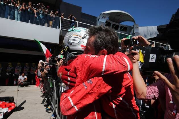 12.11.2017 - Race, Sebastian Vettel (GER) Scuderia Ferrari SF70H race winner Brazilian Grand Prix, Sao Paulo, Interlagos 9 - 12 November 2017 12.11.2017 - Race, Sebastian Vettel (GER) Scuderia Ferrari SF70H race winner 