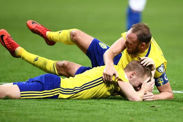 Fußball, WM Playoffs, Italien - Schweden Mg Milano 13 11 2017 - spareggio qualificazione Mondiali Russia 2018 Italia-Svezia foto Matteo Gribaudi Image nella foto: Ludwig Augustinsson-Andreas Granqvist 