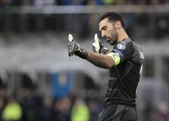 November 13, 2017 - Milan, Italy - Gianluigi Buffon during the playoff match for qualifying for the Football World Cup 2018 between Italia v Svezia, in Milan, on November 13, 2017. Italy v Sweden - FIFA 2018 World Cup Qualifier Play-Off: Second Leg  - ZUMAn230 20171113_zaa_n230_397 Copyright: xLorisxRosellix