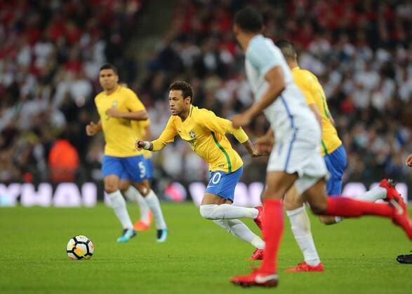 14th November 2017, Wembley Stadium, London, England; International football friendly, England versus Brazil; Neymar of Brazil brings the ball forward  ActionPlus11951261