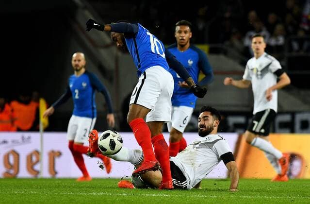 14.11.2017, xfux, Fussball Laenderspiel Freundschaftsspiel, Deutschland - Frankreich, emspor, v.l. Alexandre Lacazette (Frankreich), Ilkay Guendogan (Deutsche Fussball Nationalmannschaft DFB) Koeln