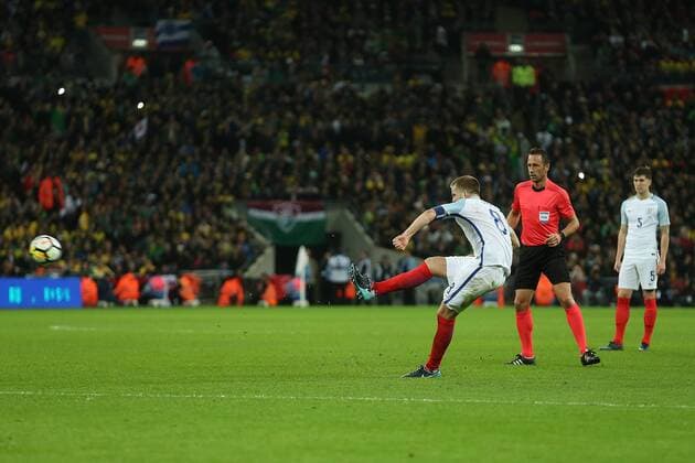 England v Brazil International Friendly L?nderspiel Eric Dier of England has a shot on goal from a free kick during the International Friendly match at Wembley Stadium, London Content Not Available For UK Newspapers Copyright: xPaulxChestertonx FIL-10952-0061