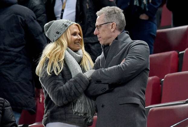 14.11.2017, xfux, Fussball Laenderspiel Freundschaftsspiel, Deutschland - Frankreich, emspor, v.l. Ulrike Kriegler (Freundin von Peter Stoeger), Trainer Peter Stoeger (1. FC Koeln) Koeln