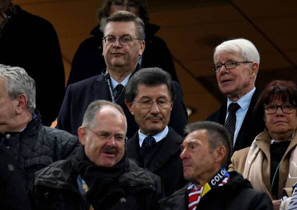 14.11.2017, xfux, Fussball Laenderspiel Freundschaftsspiel, Deutschland - Frankreich, emspor, v.l. Prasident Reinhard Grindel (DFB Deutscher Fussball-Bund), Dr. Reinhard Rauball (Praesident Ligaverband DFL) Koeln