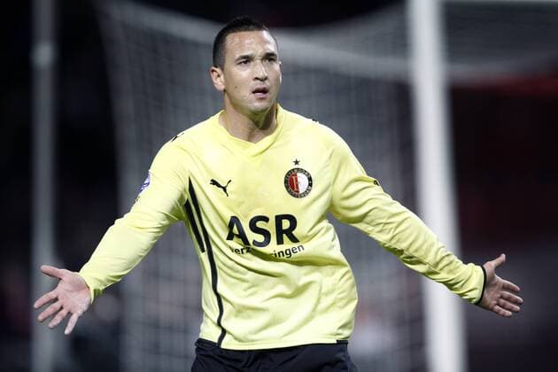 AMSTERDAM , stadion Arena , Voetbal Eredivisie seizoen 2010-2011 , 19-01-2011 Ajax - Feyenoord uitslag 2-0 . Feyenoordspeler Jhon van de Beukering. Ajax - Feyenoord