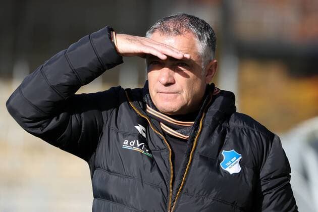 Jürgen Ehrmann (Juergen Ehrmann, Trainer, TSG), Einzelbild, Aktion, Action