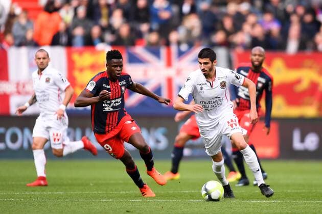 08 Pierre LEES MELOU (nice) - 29 Romain GENEVOIS (caen) FOOTBALL : Caen vs Nice - Ligue 1 Conforama - 19 11 2017 AnthonyBIBARD FEP Panoramic 