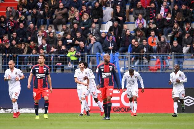 08 Pierre LEES MELOU (nice) - 21 Nampalys MENDY (nice) - JOIE FOOTBALL : Caen vs Nice - Ligue 1 Conforama - 19 11 2017 AnthonyBIBARD FEP Panoramic 