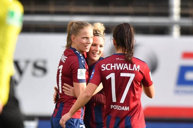 Jubel, Freuen, celebrate, happy, cheer , Goal Celebration 0:3 Turbine Potsdam, Fussball, Allianz Frauen-Bundesliga, 1. FC Köln - 1.FFC Turbine Potsdam,