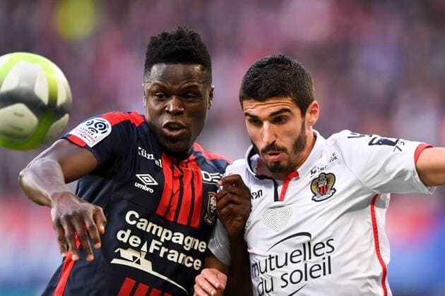 08 Pierre LEES MELOU (nice) - 29 Romain GENEVOIS (caen) FOOTBALL : Caen vs Nice - Ligue 1 Conforama - 19 11 2017 AnthonyBIBARD FEP Panoramic 