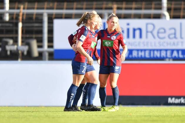 Jubel, Freuen, celebrate, happy, cheer , Goal Celebration Turbine Potsdam 0_5, Fussball, Allianz Frauen-Bundesliga, 1. FC Köln - 1.FFC Turbine Potsdam,
