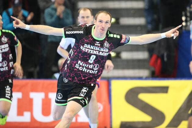 SG Flensburg-Handewitt - HC Meshkov Brest, EHF Champions League; Flensburg, 19.11.17 Flensburg, 19.11.17, Handball, VELUX EHF Champions League, Saison 2017 2018, Gruppenphase, SG Flensburg-Handewitt - HC Meshkov Brest : Jubel Torjubel bei Holger Glandorf (SG Flensburg-Handewitt, 09)